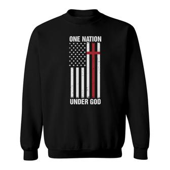 One Nation Under God Bible Verse White Graphic Christian Sweatshirt - Seseable