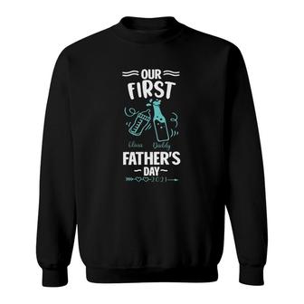 Out First Fathers Day Best Gift For New Dads Feeding Bottle & Beer Bottle Olivia Baby & Daddy Sweatshirt - Seseable