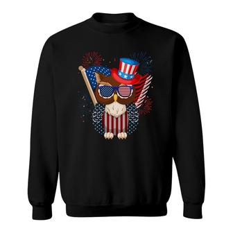 Owl American Flag 4Th Of July Independence Day Owl Lovers Sweatshirt - Seseable
