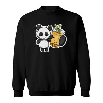 Panda Bear Bubble Boba Tea Woke Kawaii Anime Sweatshirt | Mazezy