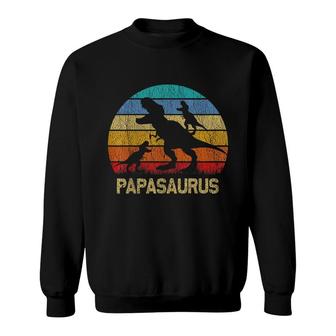 Papa Dinosaur T Rex Papasaurus 2 Kids Family Matching Sweatshirt - Seseable