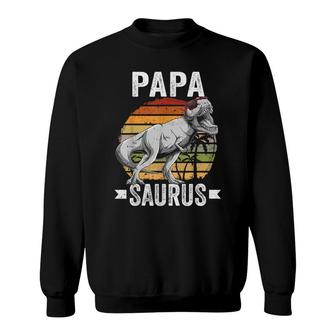 Papa Saurus Dinosaur Papasaurus Family Matching T Rex Sweatshirt - Seseable
