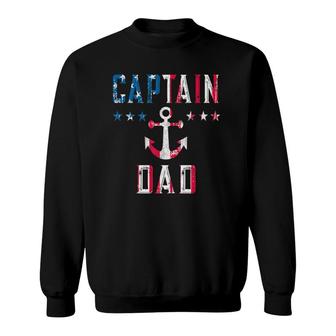 Patriotic Captain Dad American Flag Boat Owner 4Th Of July Sweatshirt - Seseable