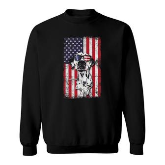 Patriotic Dalmatian 4Th Of July Sunglasses Usa American Flag Sweatshirt - Seseable