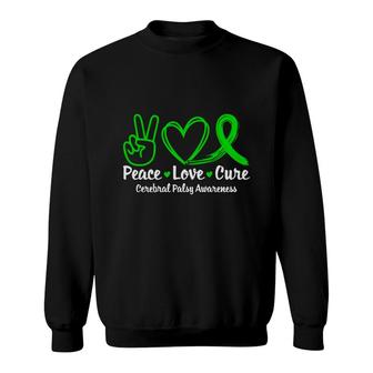 Peace Love Cure Fight Cerebral Palsy Awareness Sweatshirt - Seseable
