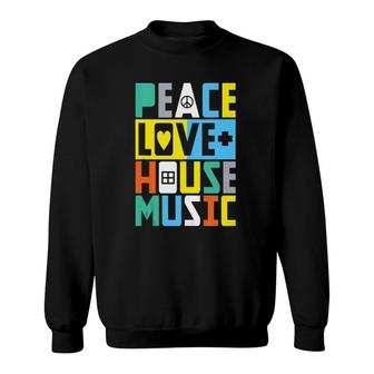 Peace Love Edm Gift Print Techno Festival House Music Sweatshirt - Thegiftio UK