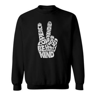 Peace Love Hand Sign Kindness Unity Day Retro Vintage Sweatshirt - Seseable