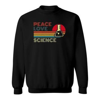 Peace Love Science Retro Vintage Striped Sunset Scientist Sweatshirt - Seseable