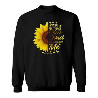 Philippians 413 Christian Bible Verse Gifts Women Sunflower Sweatshirt - Seseable