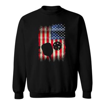 Pickleball Patriotic Usa American Flag 4Th Of July Sports Sweatshirt - Seseable