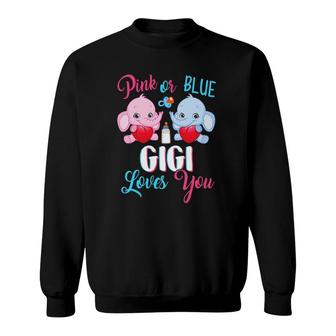 Pink Or Blue Gigi Loves You Elephants Baby Gender Sweatshirt - Thegiftio UK