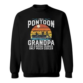 Pontoon Grandpa Captain Retro Funny Boating Fathers Day Gift Sweatshirt - Seseable