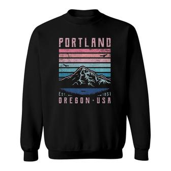 Portland Oregon Retro Mountain Home State Vintage Mt Hood Sweatshirt - Seseable