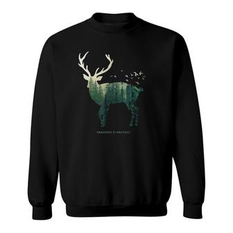 Preserve & Protect Vintage National Park Deer Forest Sweatshirt - Seseable