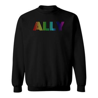 Pride Ally Gay Pride Month Lgbt Rainbow Flag Sweatshirt - Seseable