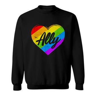 Pride Ally Lgbtq Proud Supporter Gay Pride Flag Sweatshirt - Thegiftio
