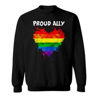 Proud Ally Heart Lgbt Gay Lesbian Equality Lgbt Pride Month Sweatshirt - Thegiftio UK
