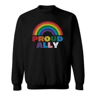 Proud Ally Lgbt Rainbow Gay Pride Month Sweatshirt - Seseable