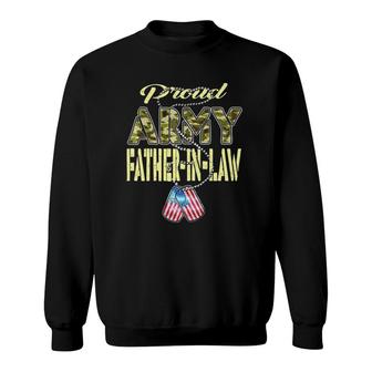 Proud Army Father-In-Law Us Flag Dog Tag Military Dad-In-Law Sweatshirt - Seseable