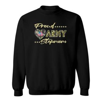 Proud Army Stepmom Us Flag Dog Tag Military Mom Family Gift Sweatshirt - Seseable