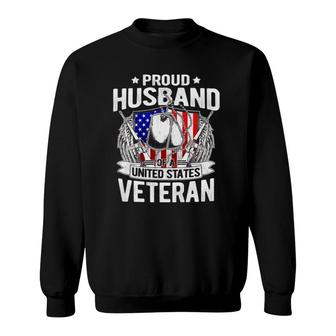 Proud Husband Of A Us Veteran Dog Tags Military Spouse Gift Sweatshirt | Mazezy