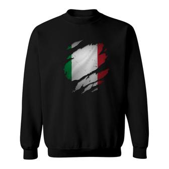 Proud Italian Fashion S Italia Torn Ripped Italy Flag Sweatshirt - Seseable