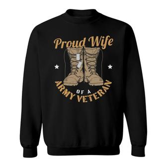 Proud Wife Of A Army Veteran 2022 Yellow Boots Sweatshirt - Seseable