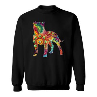 Psychedelic Trippy American Staffordshire Bull Terrier Lover Sweatshirt | Mazezy