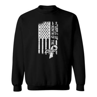 Puple Up Month Of The Military Child American Flag Kids Sweatshirt | Mazezy