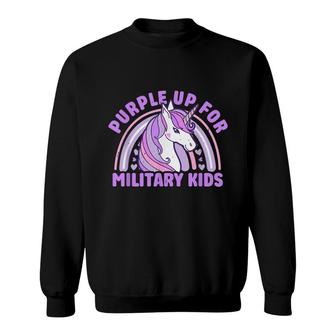 Purple Up For Military Kids Military Child Month Unicorn Sweatshirt - Seseable