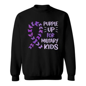 Purple Up Military Child Butterfly Military Brats Month Sweatshirt - Seseable
