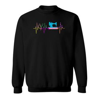 Quilter Heartbeat Quilting Sewer Sewing Graphic Sweatshirt | Mazezy
