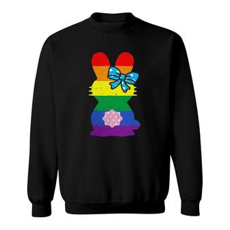 Rainbow Easter Bunny Ribbon Cute Rabbit Gay Pride Flag Lgbtq Sweatshirt - Thegiftio UK
