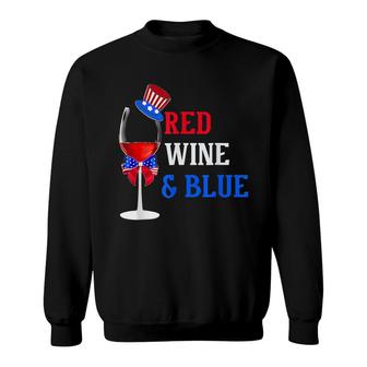 Red White And Blue Wine Glass Funny 4Th Of July Drinker Gift Sweatshirt - Seseable