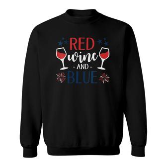 Red Wine And Blue Fourth Of July Usa Flag Labor Memorial Day Sweatshirt - Seseable
