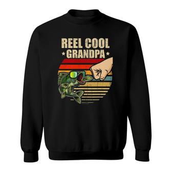 Reel Cool Grandpa Retro Fishing Fathers Day Gift Fist Bump Sweatshirt - Seseable