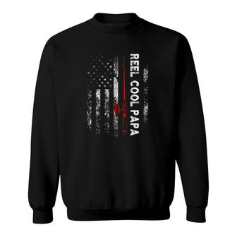 Reel Cool Papa Distress Fishing American Flag Bass Fishing Sweatshirt - Seseable