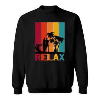 Relax Beach Surfing Palm Trees Sunset Great Sweatshirt - Seseable