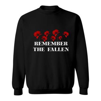 Remember The Fallen Red Flower Beautiful Sweatshirt - Seseable