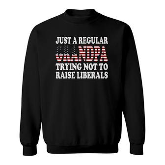 Republican Just Regular Grandpa Trying Not To Raise Liberals Sweatshirt - Seseable