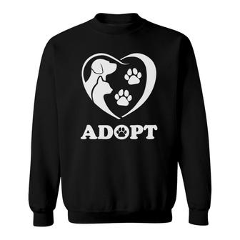 Rescue Adopt Dog Cat Paw Heart Love Pet Animal Family Gift Sweatshirt - Seseable