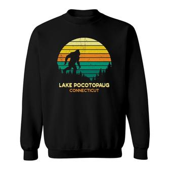 Retro Bayou Lake Pocotopaug Connecticut Bigfoot Souvenir Sweatshirt | Mazezy