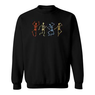 Retro Dancing Skeletons Halloween Dancing Skeleton Dance Sweatshirt | Mazezy