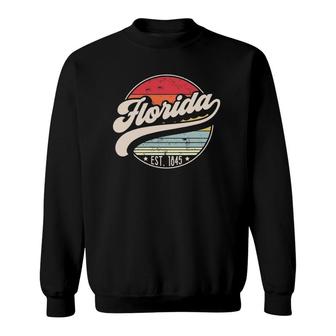 Retro Florida Home State Fl Cool 70S Style Sunset Sweatshirt - Seseable