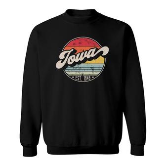 Retro Iowa Home State Ia Cool 70S Style Sunset Sweatshirt - Seseable