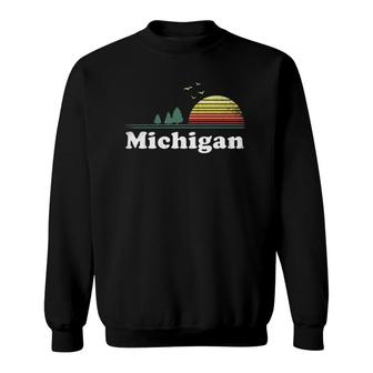 Retro Michigan Image Novelty Home Mi State Souvenir Design Sweatshirt - Seseable
