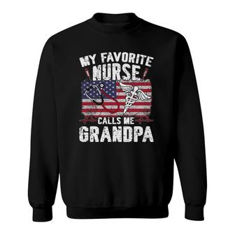 Retro My Favorite Nurse Calls Me Grandpa Fathers Day Gift Sweatshirt - Seseable