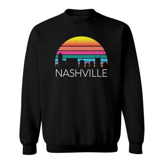 Retro Nashville Tennessee Vintage Skyline Country Music Home Sweatshirt | Mazezy
