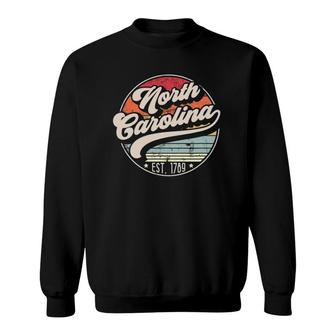 Retro North Carolina Home State Nc Cool 70S Style Sunset Sweatshirt - Seseable