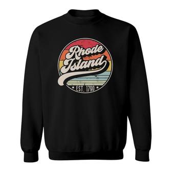 Retro Rhode Island Home State Ri Cool 70S Style Sunset Sweatshirt - Seseable